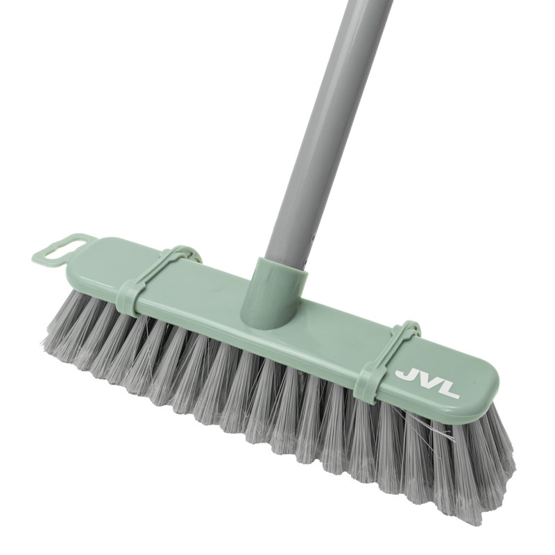 JVL Angled Sweeping Brush with Soft Bristles, Grey