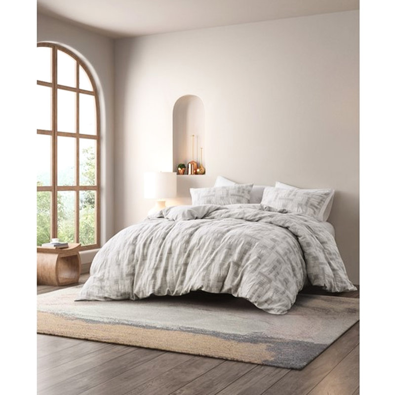 Housse de couette en coton 3 pièces - couleur. 100% avec 2 taies décoratives. Attaches intérieures. . Literie lavable à la machine. Housse et attaches pour l'insertion.