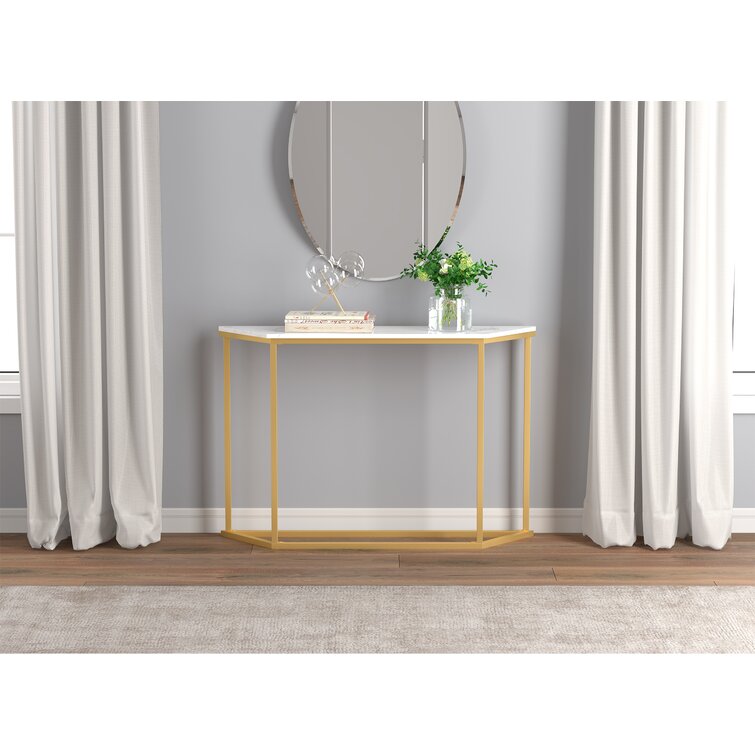 Duarte Console Table 44Inch Long/Marble with Gold Metal For Living Room