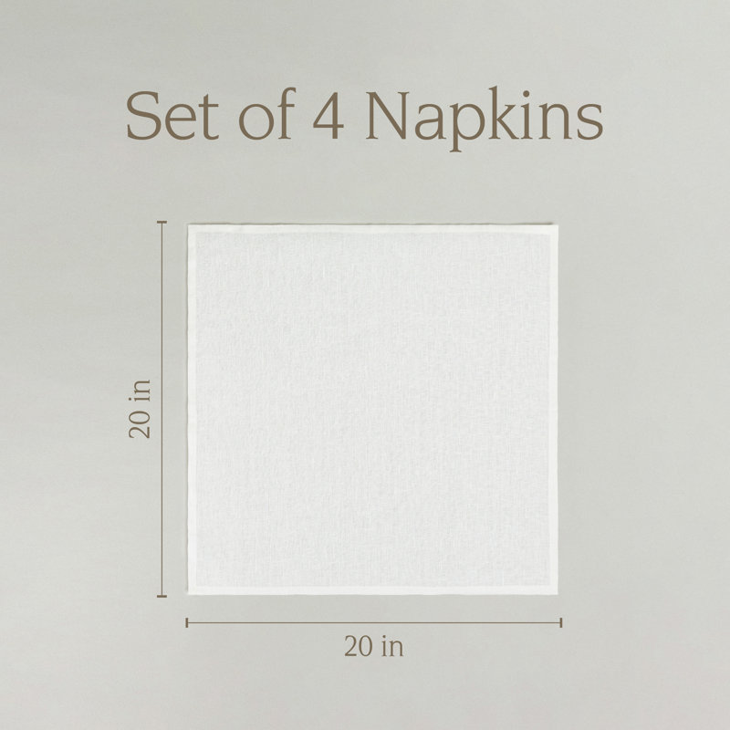 over&back 100% Linen Napkins, Ivory