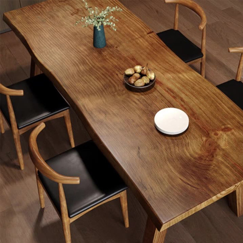 American style solid wood dining table set, 9, 29.5"H x 78.7"L x 31.4"W