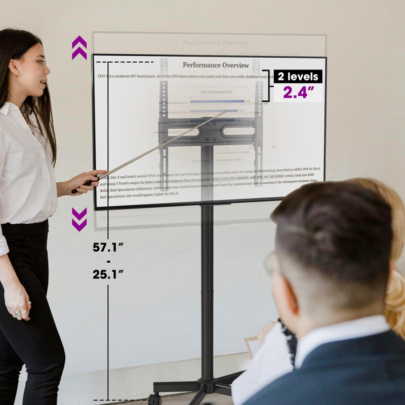 Meuble télé mobile avec roulettes pour téléviseur de 32 à 65 pouces Abbing