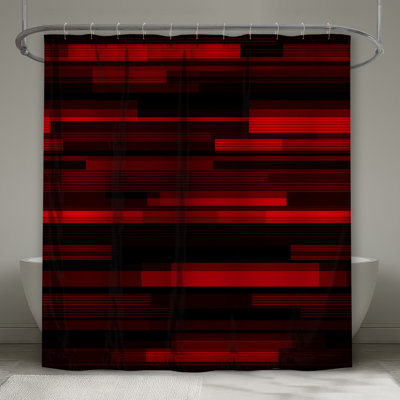 Rideau de douche rouge à rayures - Décoration de salle de bain abstraite moderne