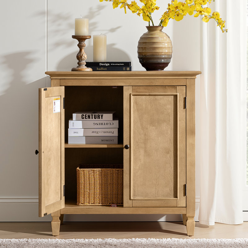 Fausta Transitional 32.75''W Solid Wood Cabinet with Simple Assembly, Natural