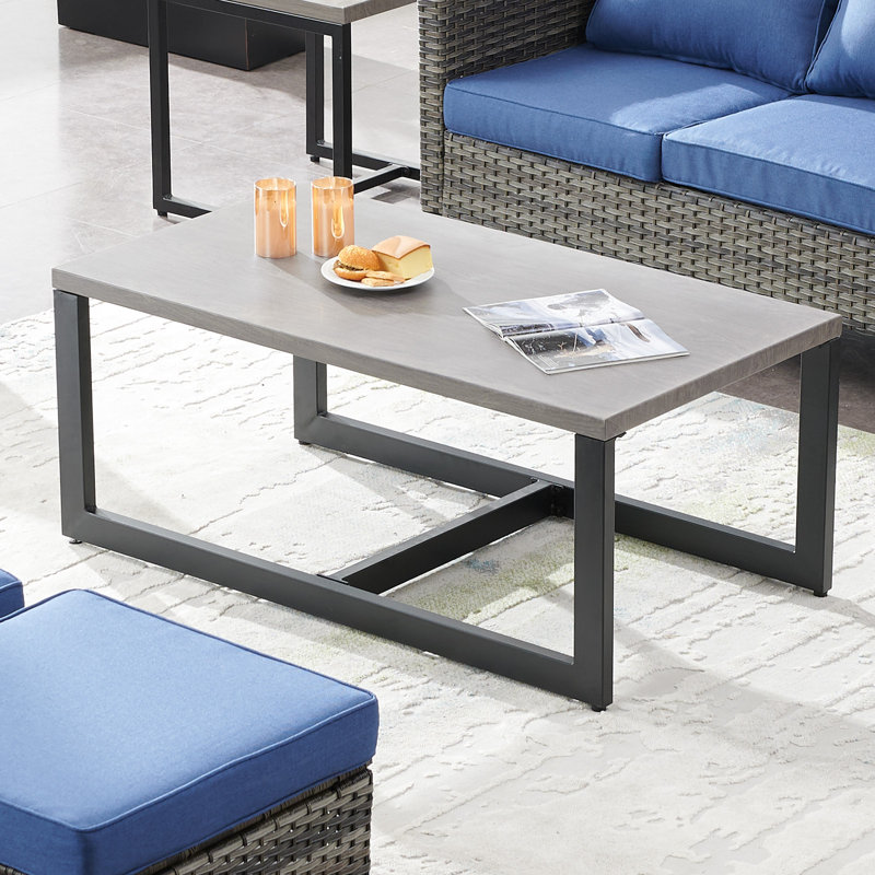 Nazime Rectangular 47" L x 26" W Outdoor Steel Coffee Table, Gray