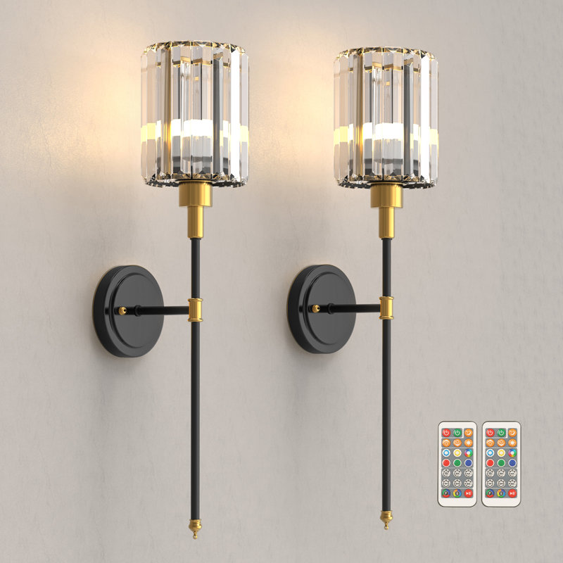 Applique murale articulée en cristal 24,6 po à intensité variable et rechargeable