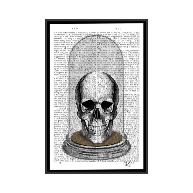 «Skull in Bell Jar», impression sur toile, H 26 po x l 18 po x P 1,5 po, Toile avec cadre flottant noir, Pas de tapis
