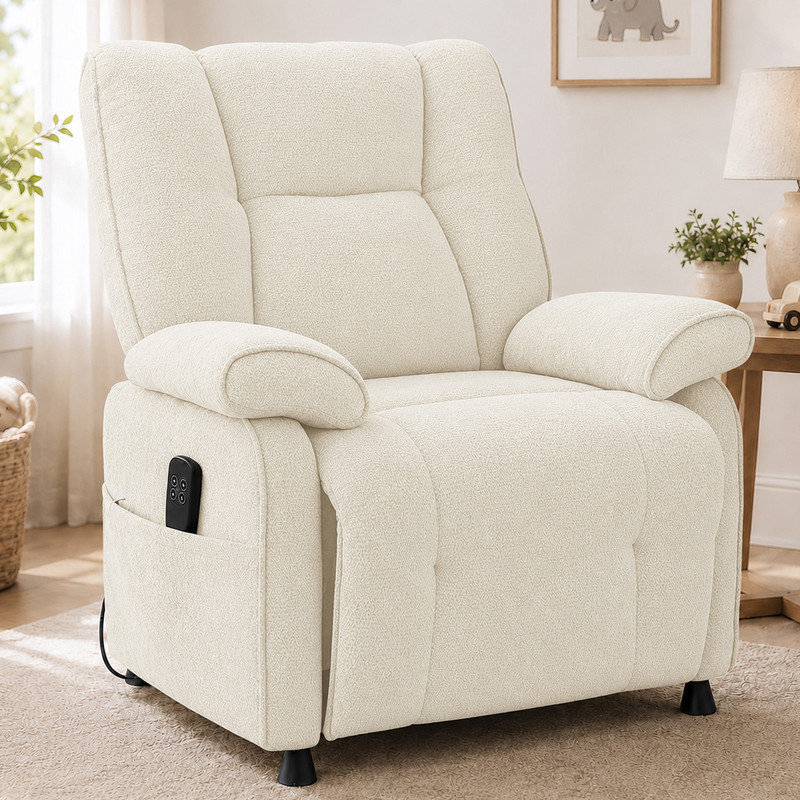 Fauteuil inclinable électrique avec télécommande, fauteuil inclinable en chenille compact avec poche latérale et repose-pieds, capacité de 350 lb