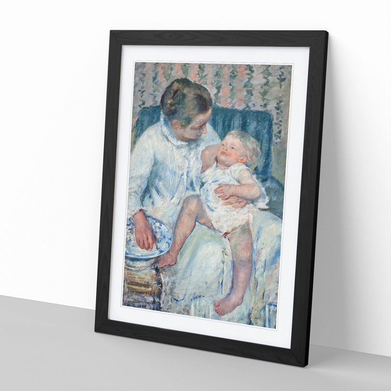 Childs Bath Time by Mary Cassatt - Picture Frame Painting, Black Framed, 65cm H x 48cm W x 2cm D