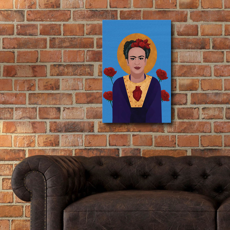 Art mural en verre épique «Frida Kahlo» par Arctique, 16 po x 24 po, H 24 po x l 16 po