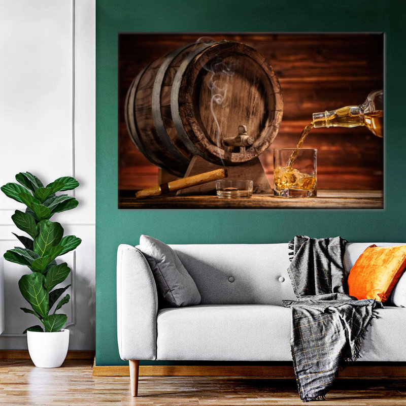 «Whiskey Barrel Distributeur», reproduction sur toile, H 30 po x l 45 po x P 1,25 po