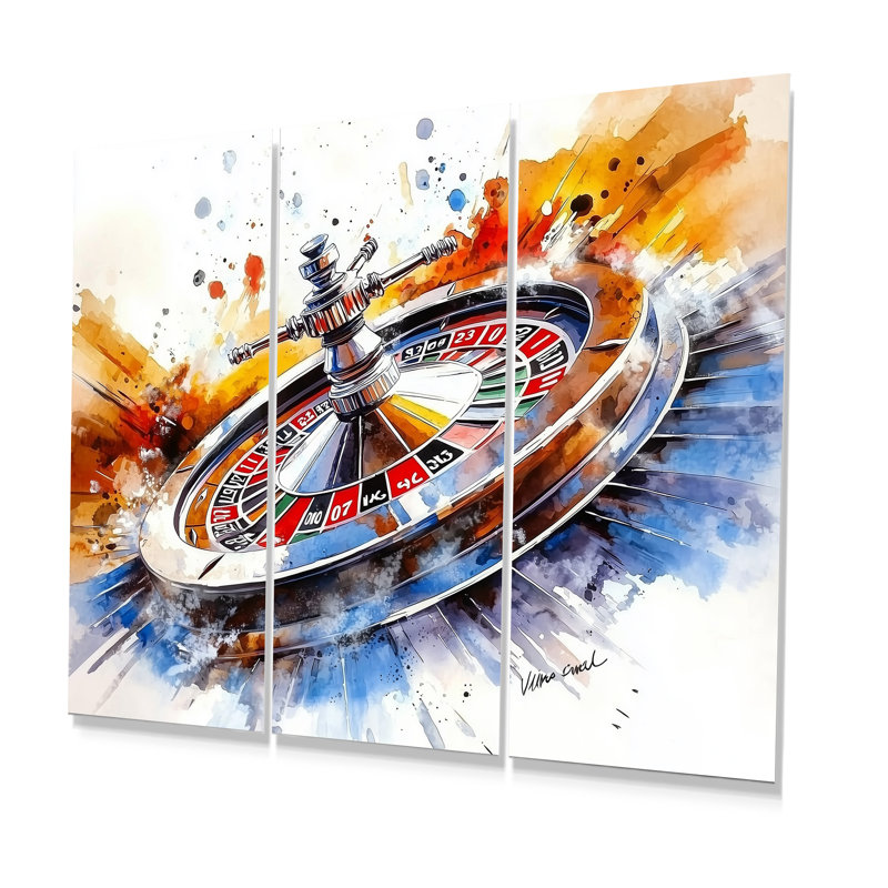 Jeu de roulette de casino I - jeu d'art mural casino et jeux, H 28 po x l 36 po, Impression sans cadre en métal