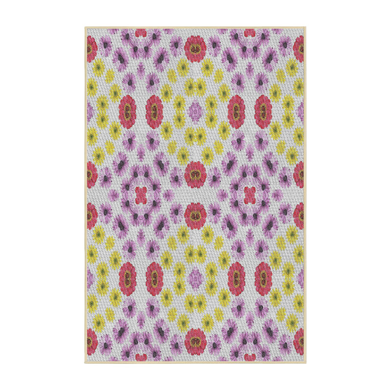 Tapis mauve/jaune à tisser électrique, Rectangle 7 pi x 9 pi