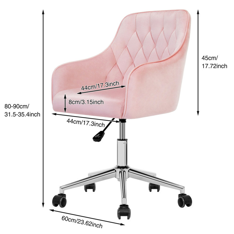 Fauteuil de maquillage avec roulettes Marcus, Rose