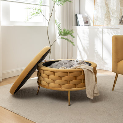 Cristen Upholstered Round Storage Ottoman