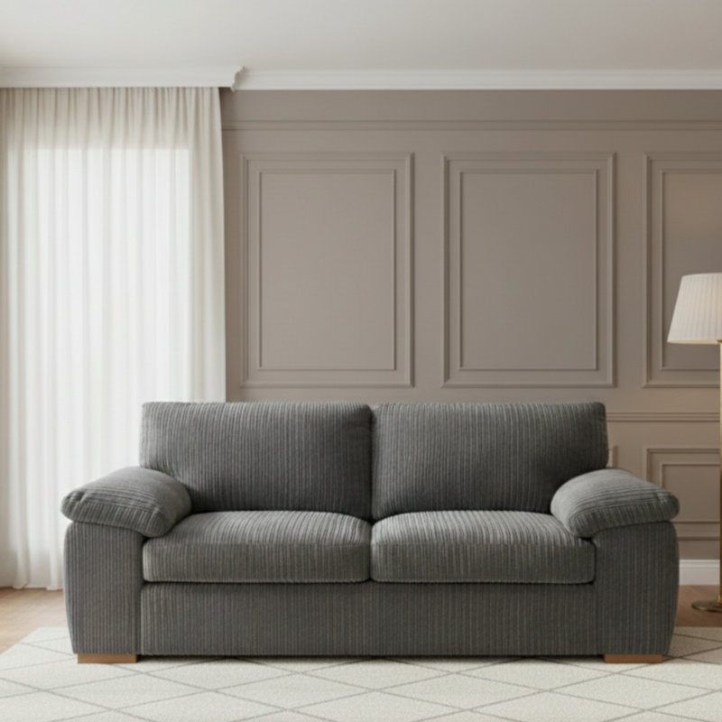 2 Seater Corduroy Sofa, Grey
