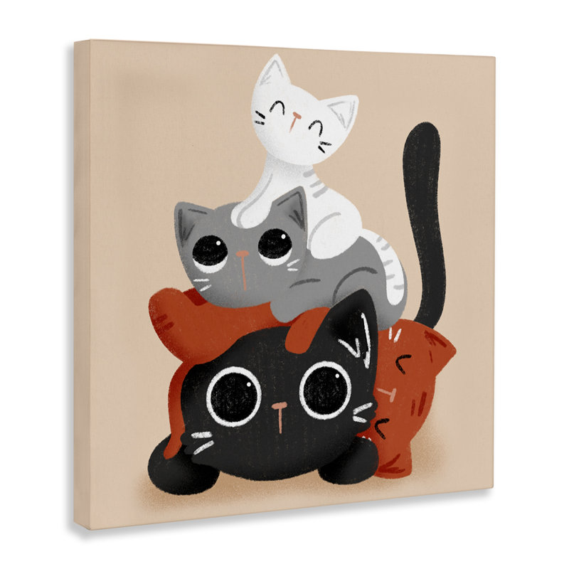 Toile empilée de chats, conception de Sarah Hickman, H 17 po x l 17 po