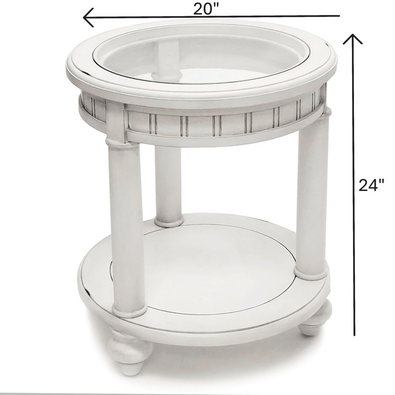 Kolya Whtie Washed Round Coastal End Table