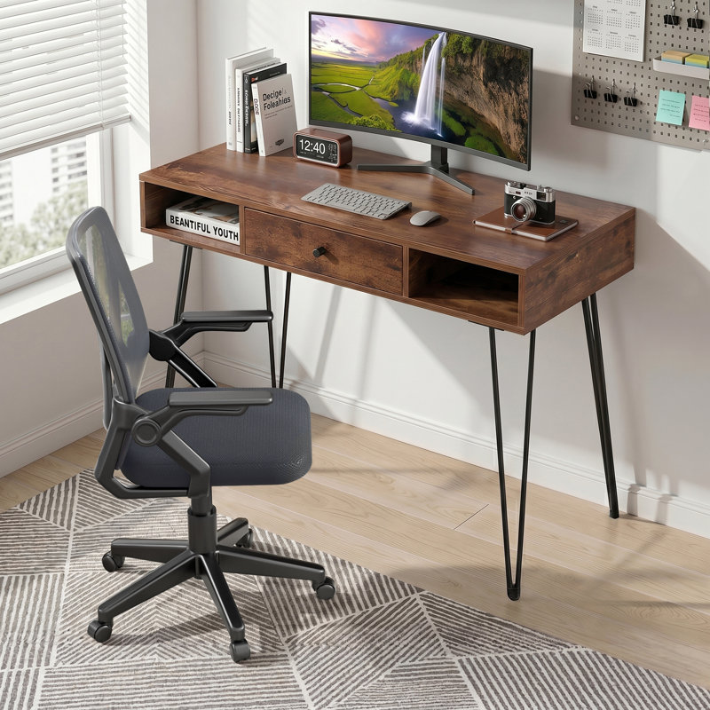 Home Office Desk Set With 1 Office Chair, Modern Desk Computer Desk With Drawers And Storage Shelves, Writing Table With Chair For Home Office