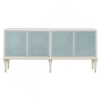 Ansaldo Pearl White & Silver Shimmer Finish Console Cabinet