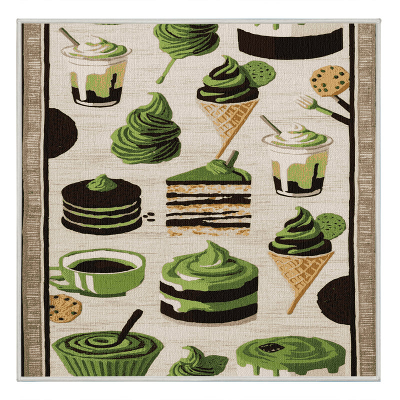 Washable Matcha desserts Desserts Area Rug, Rectangulaire 8 pi x 10 pi