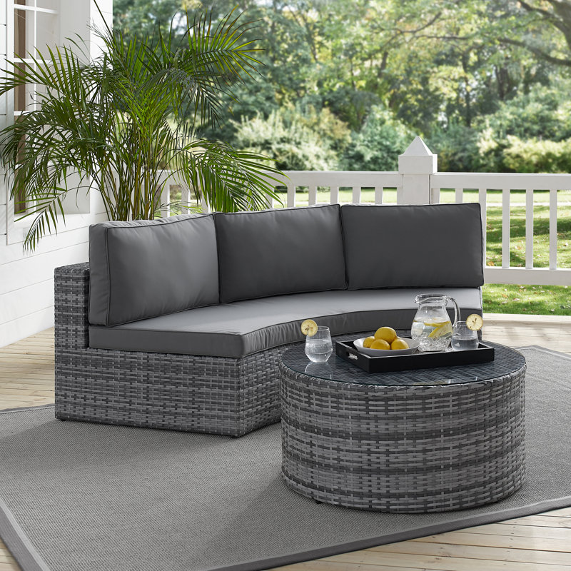 Sneed Wicker 3 - Person Patio Conversation Set with Cushions, Gray
