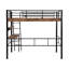 Lit mezzanine double en métal noir avec rangement intégré et bureau - Structure solide attachée, sécurisée