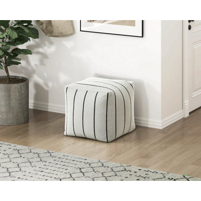 Modern Square Pouf Jacquard Fabric Upholstered Ottoman, Non-Slip Floor Pouf, Bean Bag Chair, 1Pc Sitting Pouf