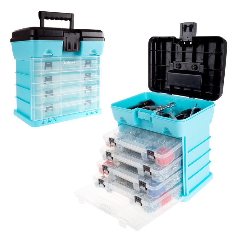 Boîte à outils Stalwart - Organisateur de petites pièces avec tiroirs et compartiments personnalisables pour quincaillerie, matériel de pêche, perles ou artisanat