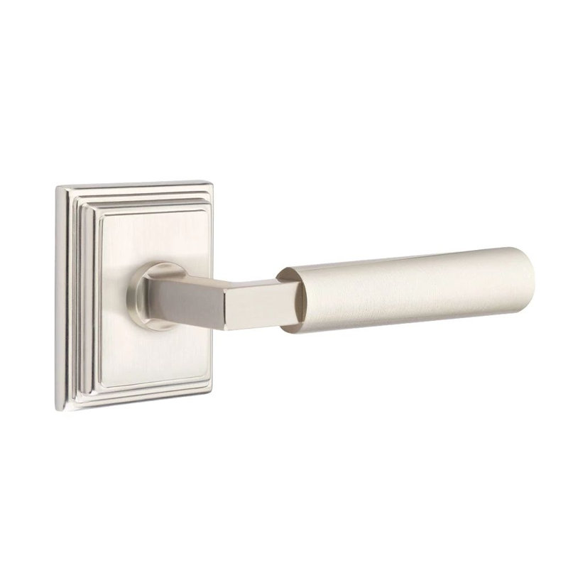 Emtek Select Privacy Interior Mortise w/ Wilshire Rosette & L-Square Stem, Smooth Lever, Right, Satin Nickel