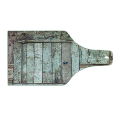 Ambesonne Rustic Tempered Glass Cutting Board Old Barn Door Cottage Warm Taupe Cocoa