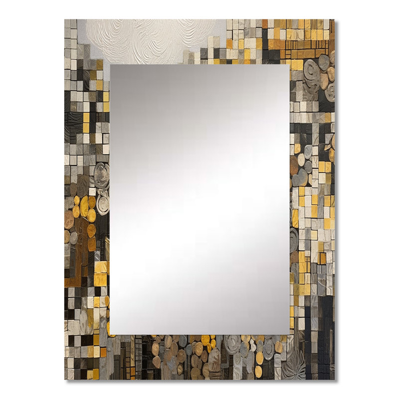 Jaune et crème bohémien Medley II - grand miroir mural mosaïque, miroir unique jaune, reproduction d'art en métal