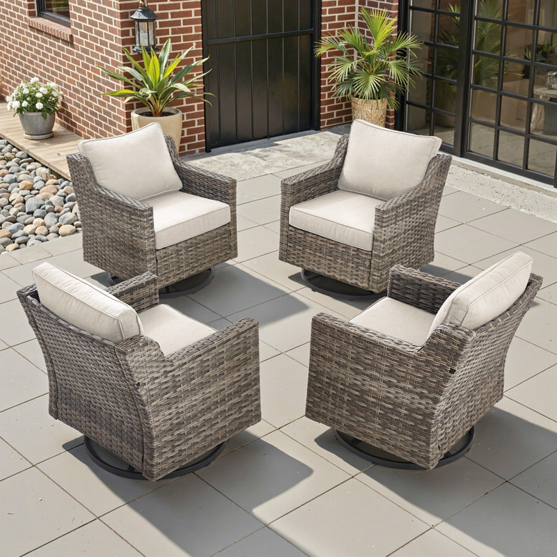 4 - Person Outdoor Conversation Furniture Set Seating Group, 4 Pieces:4 Chairs, Beige