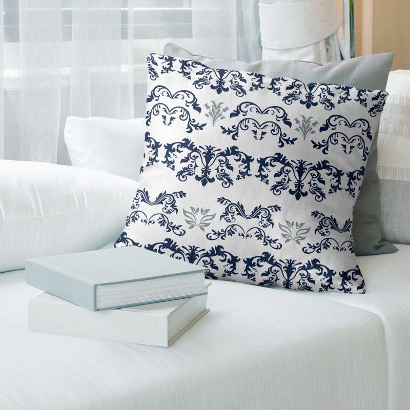 Housse de coussin ArtVerse, Blanc / bleu marine / gris, 20 po X 20 po, Polyester sergé