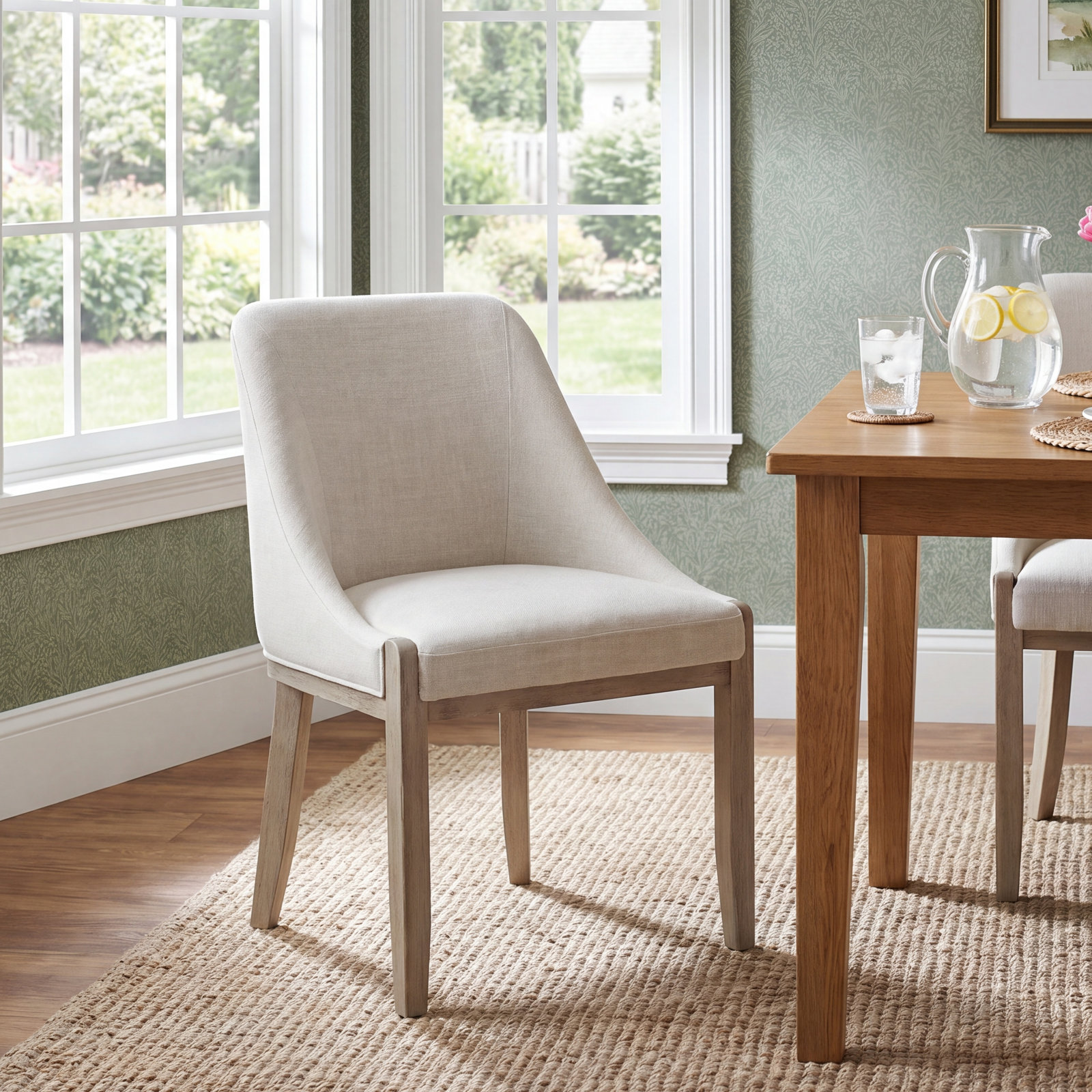 Nerina Pine Dining Chair, Nathan Wheat Performance Tweed