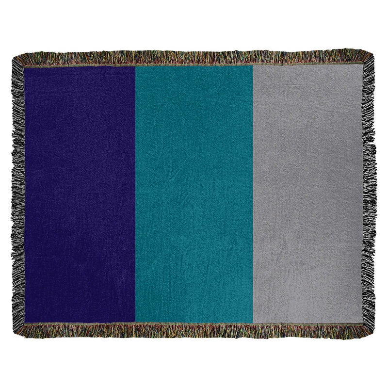 Couverture en coton Charlotte, Basketball Charlotte, l 50 po x L 60 po, Mauve foncé / bleu sarcelle / gris