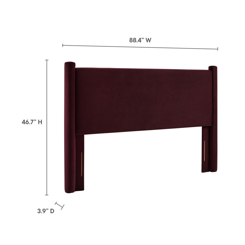 Rael Performance Velvet Headboard, Mulberry, King