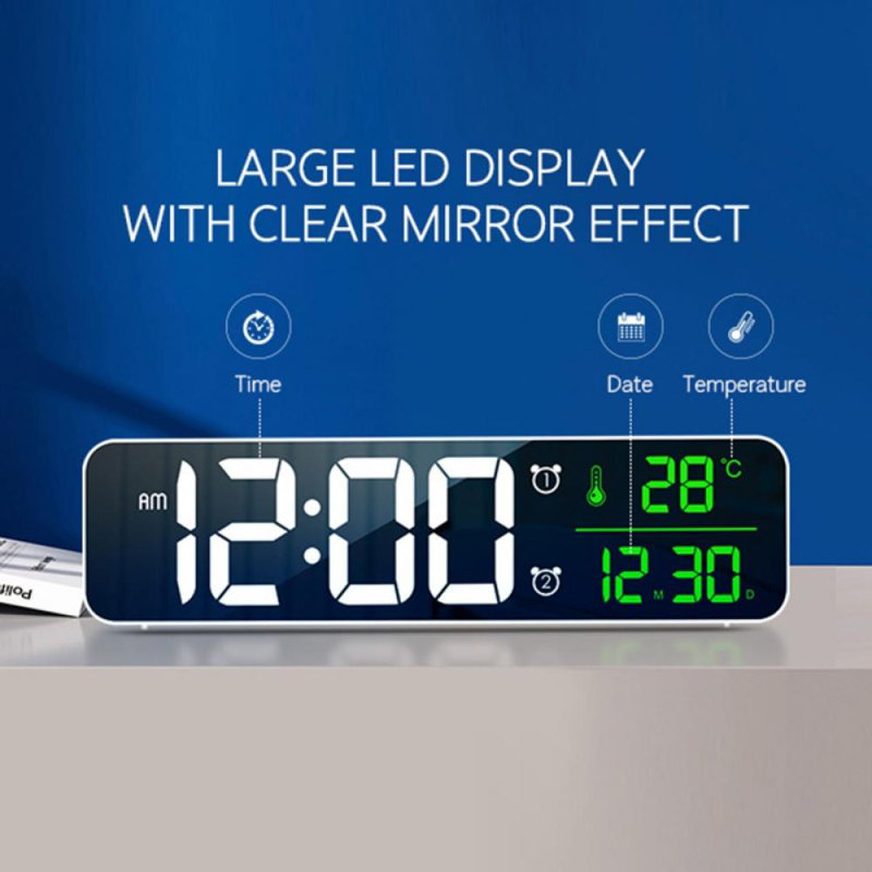 Digital Mechanical Tabletop Clock with Alarm, Black