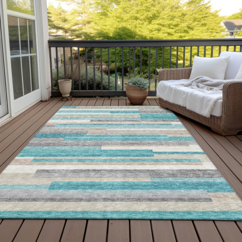 Tapis intérieur / extérieur Malchow avec envers antidérapant, Rectangle de 10 pi x 14 pi