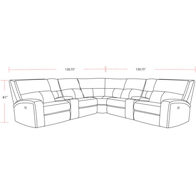Polla 7 Piece Modular Power Reclining Sectional With Power Adjustable Headrests