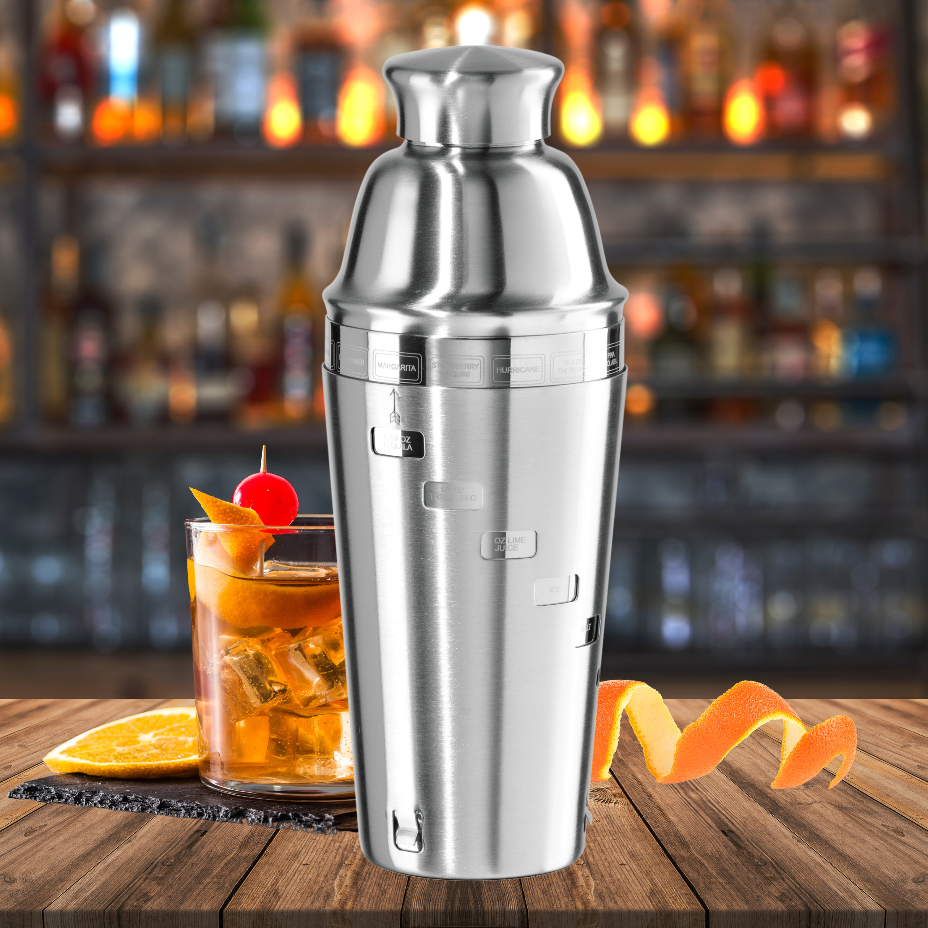 OGGI Oggi Barware Dial-A-Drink 34 Oz Stainless Steel Cocktail Shaker ...