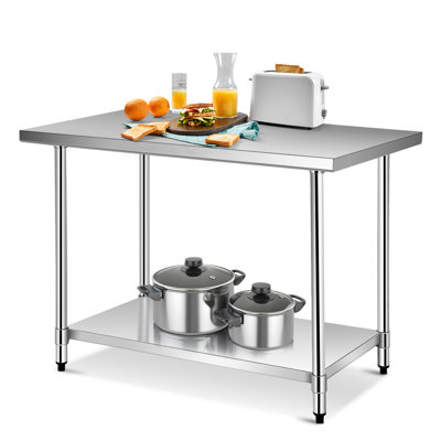 Costway 30"" X 48"" Commercial Kitchen Table Stainless Steel Food Prep & Work Table Silver -  HCST01825