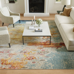 Adrihana Abstract Blue/Yellow Area Rug