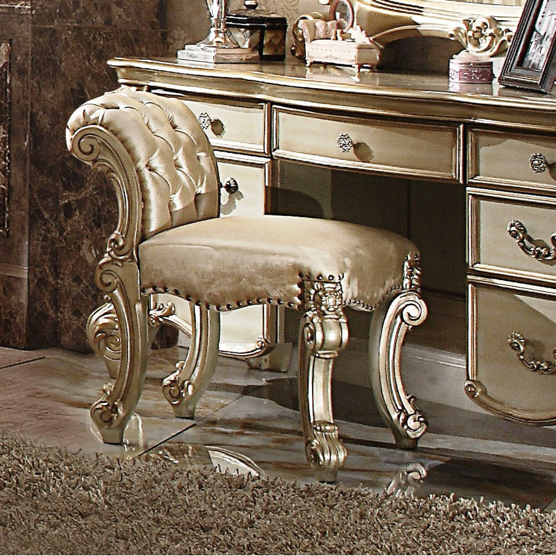 Carlene Accent Stool, Gold Patina
