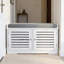 Banc de rangement pour chaussures avec siège rembourré et armoire à 2 portes - Organisateur de chaussures et banc de rangement pour chaussures