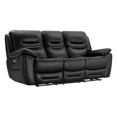 90.6'' Genuine Leather Power Recliner Sofa with USB Port