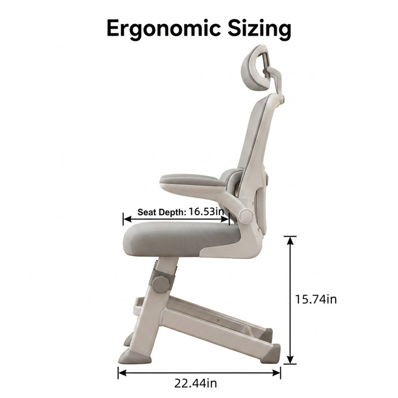 Ergonomic Computer Chair With 3-Level Height Adjustment | Student Writing Chair