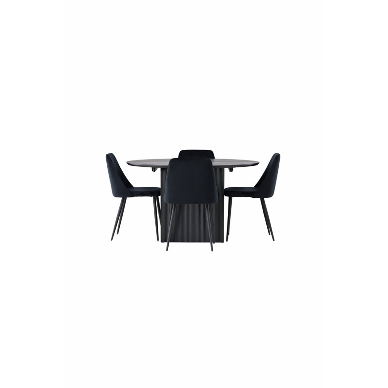Levesque 4 - Person Dining Set, Black, Black