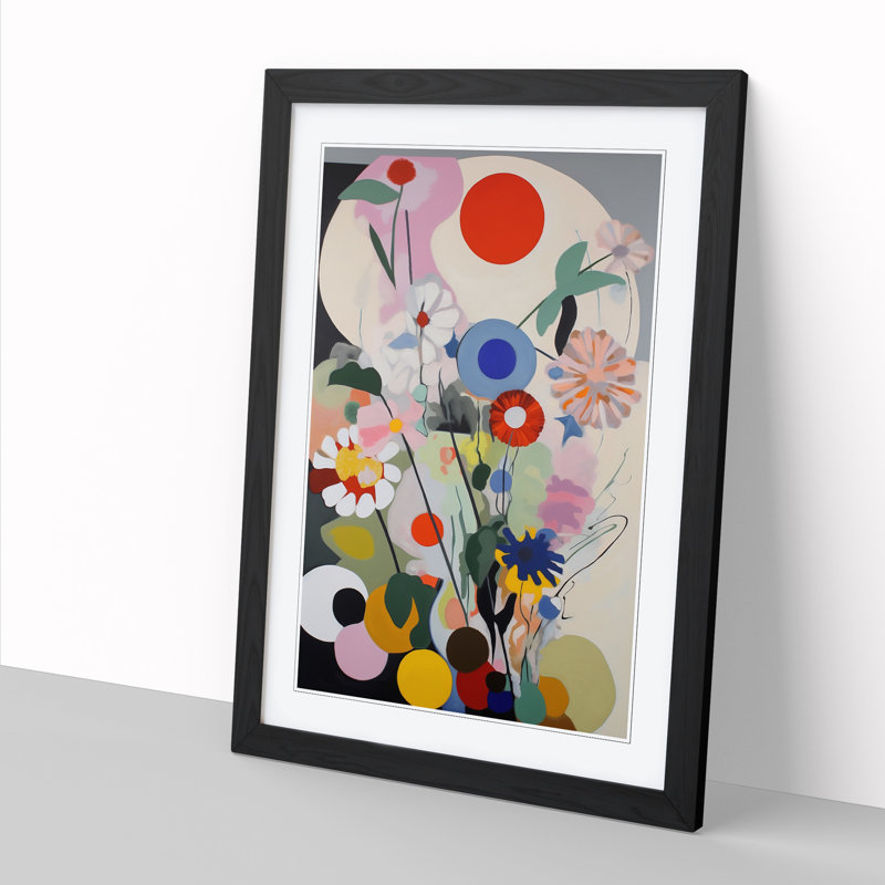 FRM-V0523-871X Flowers Bauhaus Vol.5 - Single Picture Frame Print, 46cm H x 34cm W x 2cm D, Black Framed
