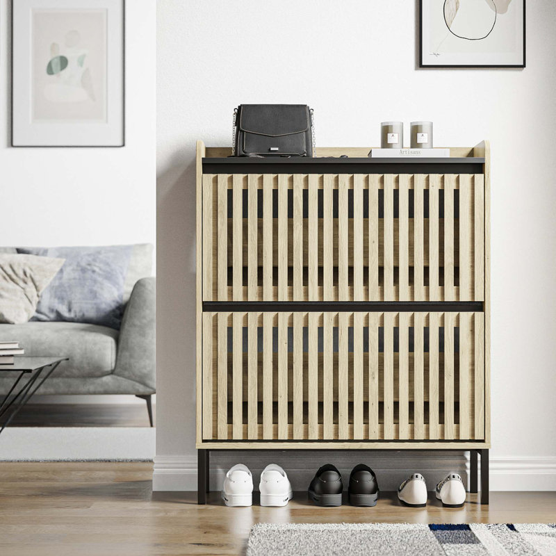 Armoire à chaussures 2 compartiments, étagère à chaussures multicouche, minimaliste moderne, armoire de rangement, pour vestibule
